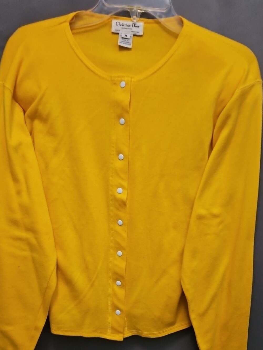 VTG Christian Dior Sportswear Cardigan Sweater Gold Snap-Front Long Sleeve Top